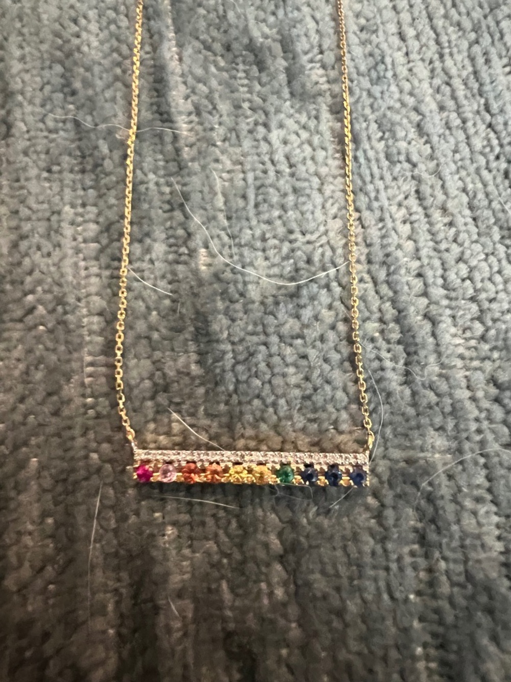 14 karat yellow gold diamond and gemstones necklace
